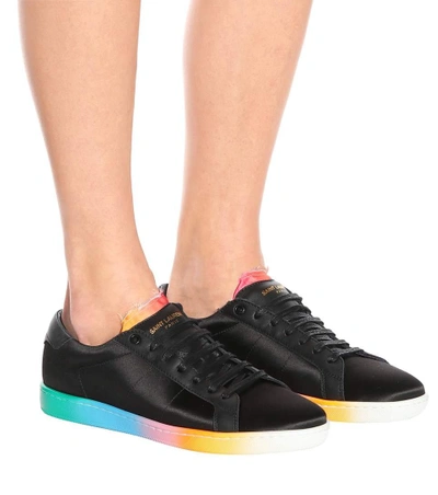 Shop Saint Laurent Satin Sneakers In Black