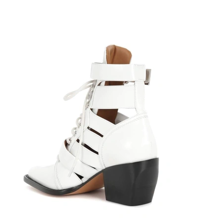 Shop Chloé Rylee Medium Leather Ankle Boots In White