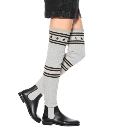 Shop Givenchy Over-the-knee Stretch-knit Boots In Grey
