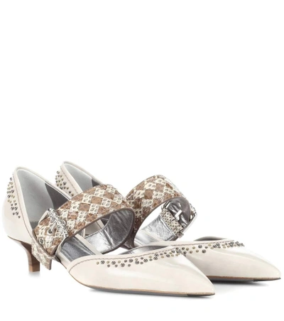 Shop Bottega Veneta Leather And Snakeskin Pumps In White