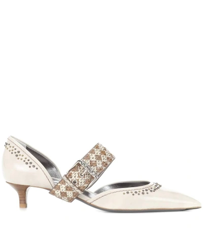 Shop Bottega Veneta Leather And Snakeskin Pumps In White