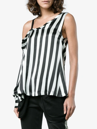 Shop Ann Demeulemeester Black And White Striped Asymmetric Blouse