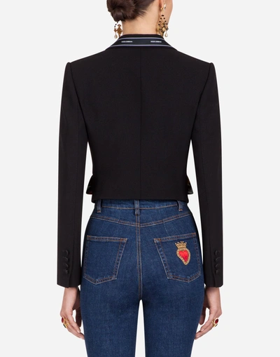 Shop Dolce & Gabbana Short Single-breasted Gabardine Blazer In Black