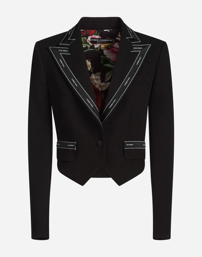 Shop Dolce & Gabbana Short Single-breasted Gabardine Blazer In Black