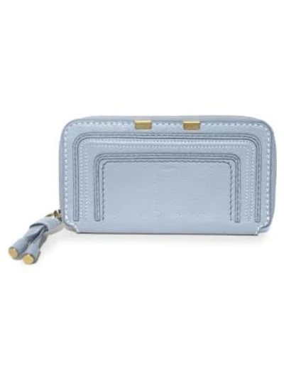 Shop Chloé Marcie Zip-around Leather Wallet In Washed Blue