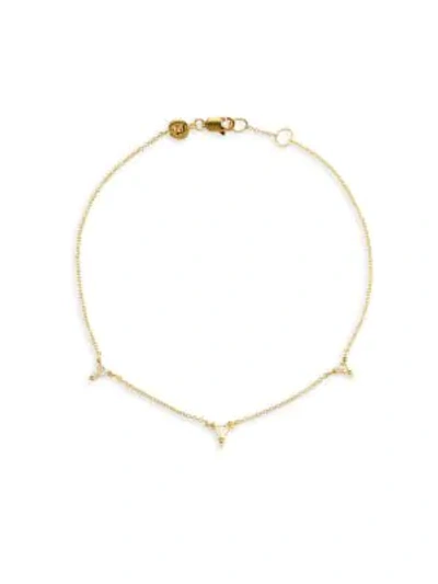 Shop Jennifer Zeuner Jewelry Ava White Sapphire & 18k Yellow Gold Vermeil Sterling Silver Station Anklet