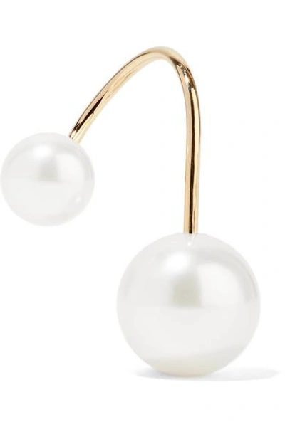 Shop Sophie Bille Brahe Petite Elipse Nouveau 14-karat Gold Pearl Earring