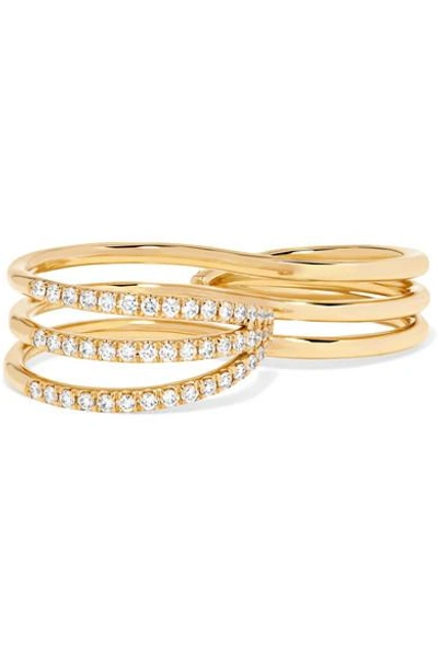 Shop Melissa Kaye 18-karat Gold Diamond Two-finger Ring