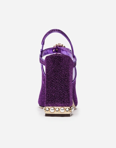 Shop Dolce & Gabbana Soft Lurex Sandal With Jewel Heel In Purple