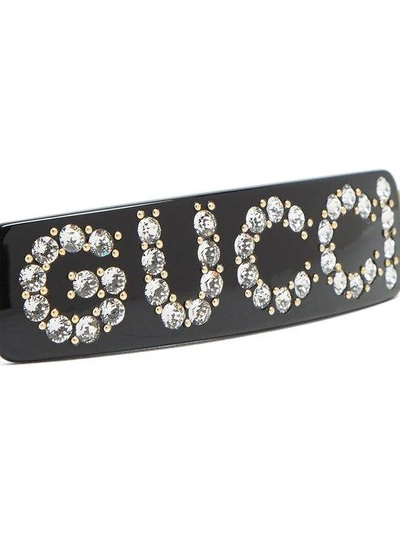 Logo Embellished Hair Clip in Black - Gucci