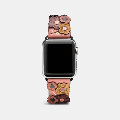 Shop Coach Apple Watch Strap With Tea Rose In Melon