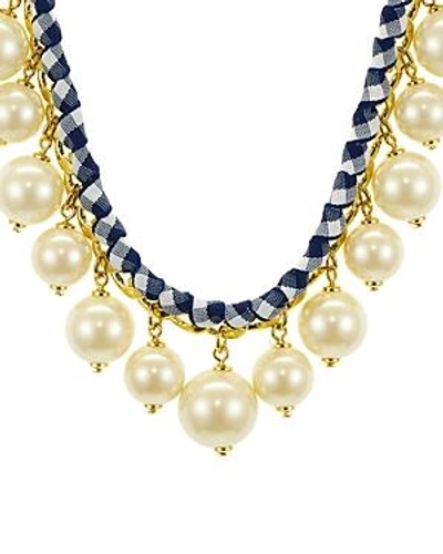 Shop Kate Spade New York Crew Ball Drop Necklace, 17 In Navy/white