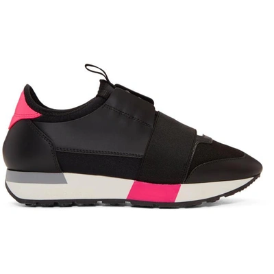 Shop Balenciaga Black And Pink Race Sneakers In 1085 Blk/ro