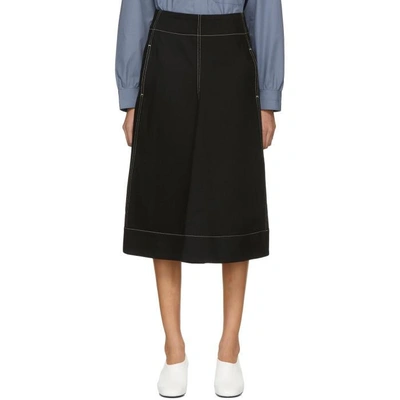Shop Lemaire Black Flared Skirt In 999 Black