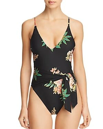 Shop Isabella Rose Tropicali Sash Tie One Piece Swimsuit In Multi