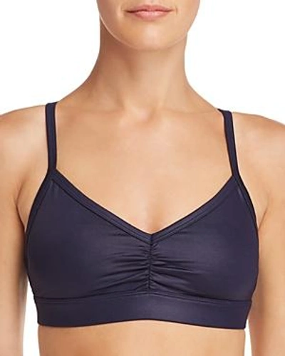 Shop Alo Yoga Sunny Strappy Sports Bra In Rich Navy Glossy