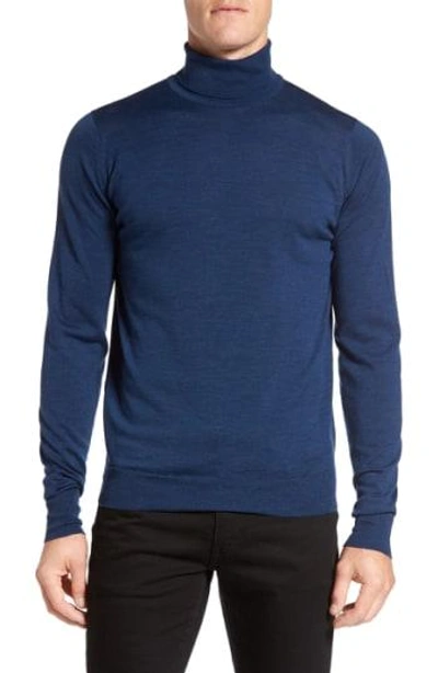 Shop John Smedley 'richards' Easy Fit Turtleneck Wool Sweater In Indigo