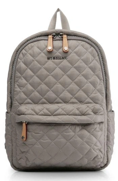 Shop Mz Wallace 'small Metro' Quilted Oxford Nylon Backpack - Grey In Paloma
