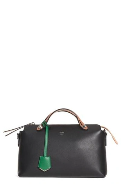 Shop Fendi 'medium By The Way' Colorblock Leather Shoulder Bag - Black In Black/green/multi