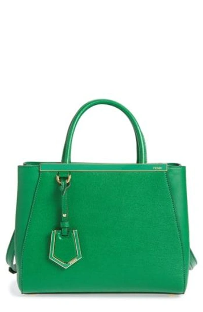 Shop Fendi 'petite 2jours Elite' Leather Shopper - Green In Emerald Green