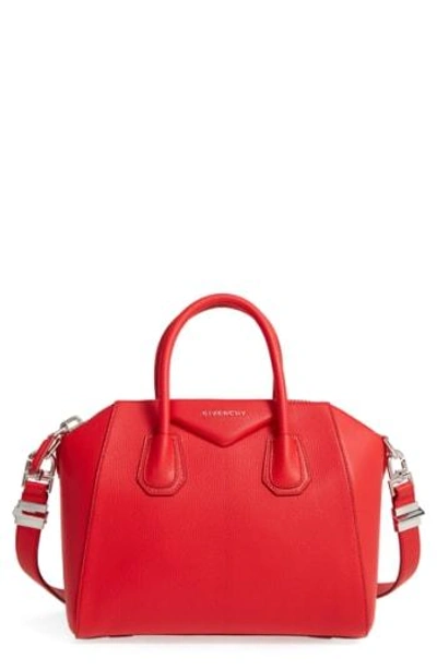 Shop Givenchy 'small Antigona' Leather Satchel - Red In Medium Red