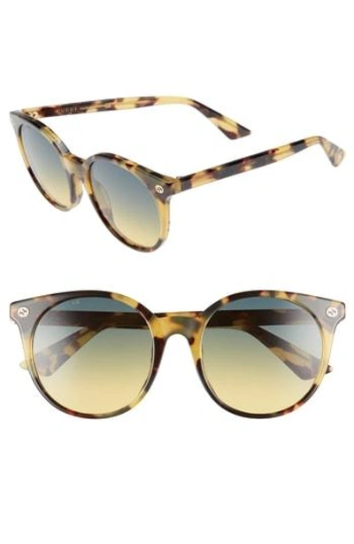 Shop Gucci 52mm Round Sunglasses In Honey Havana/ Grey