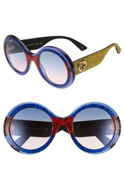 Shop Gucci 53mm Round Sunglasses - Multi/ Blue