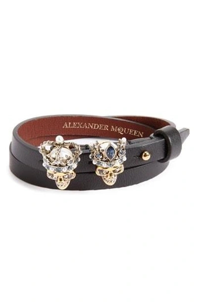 Shop Alexander Mcqueen King & Queen Wrap Bracelet In Black