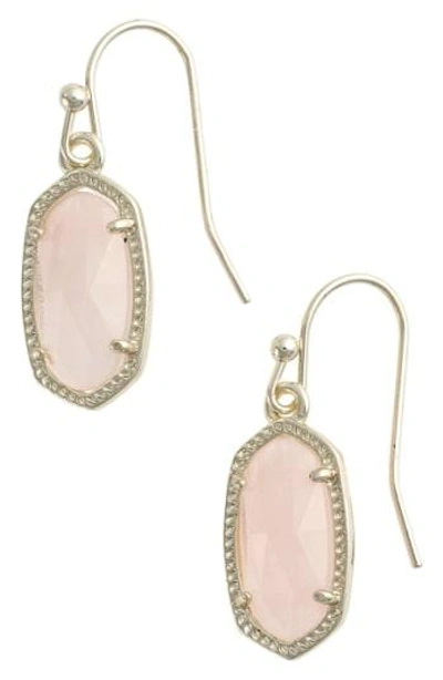 Shop Kendra Scott Lee Small Drop Earrings In Rose Quartz/ Gold