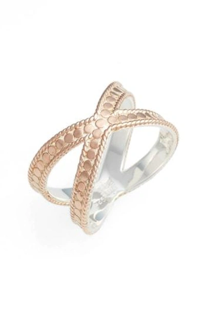 Shop Anna Beck 'gili' Crossover Ring In Rose Gold/ Silver