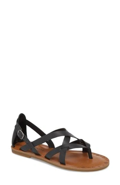 Shop Lucky Brand Ainsley Flat Sandal In Black Leather