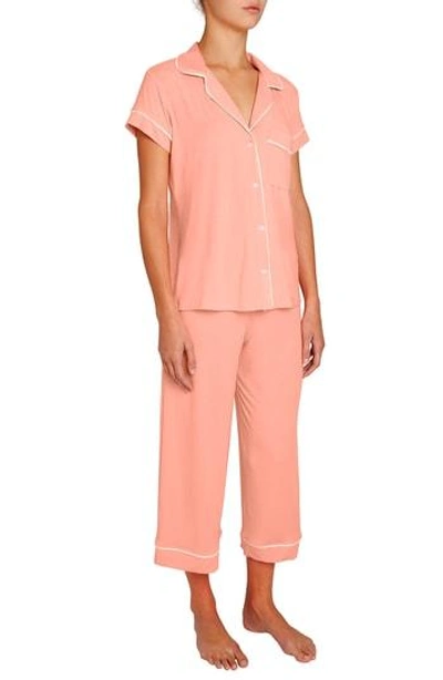 Shop Eberjey Gisele Crop Pajamas In Candlelight Peach/ Ivory