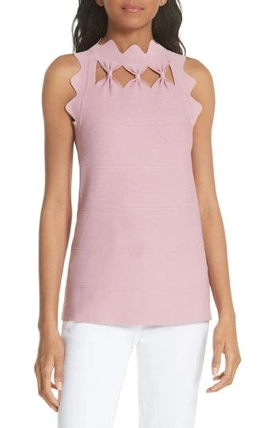 Shop Ted Baker Bow Neck Knit Top In Dusky Pink