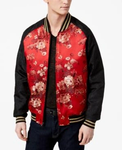 Tallia Orange Men s Slim fit Red Floral Embroidered Jacquard