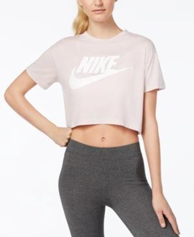 Shop Nike Sportswear Essential Cropped Top In Barely Grape/white