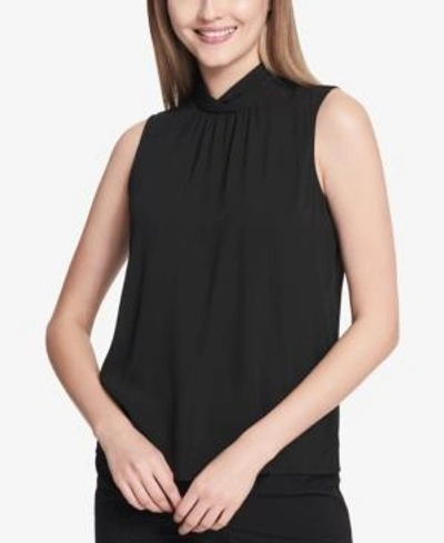 Shop Calvin Klein Mock-neck Top In Black