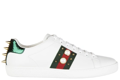 Shop Gucci Women's Shoes Leather Trainers Sneakers Mirò Soft Ace In White