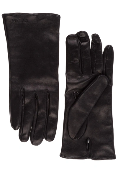 Shop Prada Women's Leather Gloves In Black