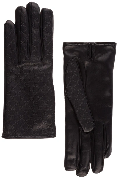 Shop Gucci Women's Leather Gloves In Black