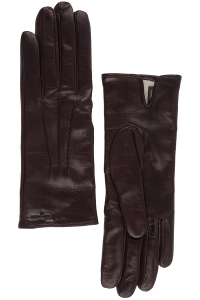 Shop Ferragamo Women's Leather Gloves In Brown