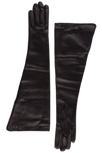 Shop Ferragamo Women's Leather Gloves In Black