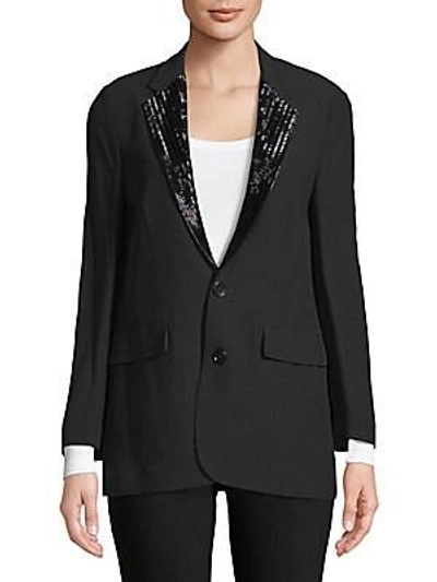 Shop Ralph Lauren Yvette Beaded-lapels Jacket In Black