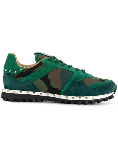 Shop Valentino Garavani Camouflage Sneakers - Green