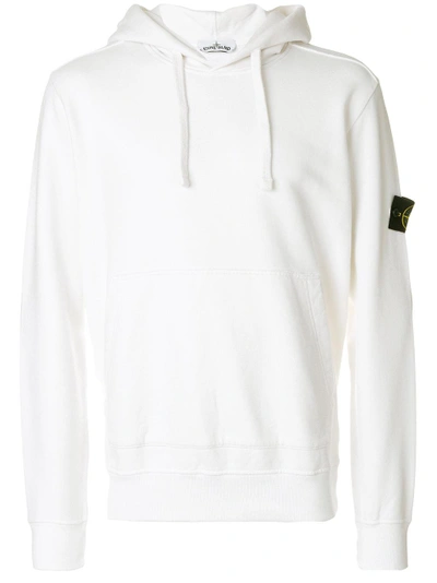 Shop Stone Island Straight Fit Hoodie - White