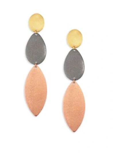 Shop Stephanie Kantis Enchantment Tri-tone Triple-drop Earrings In Rose Charcoal