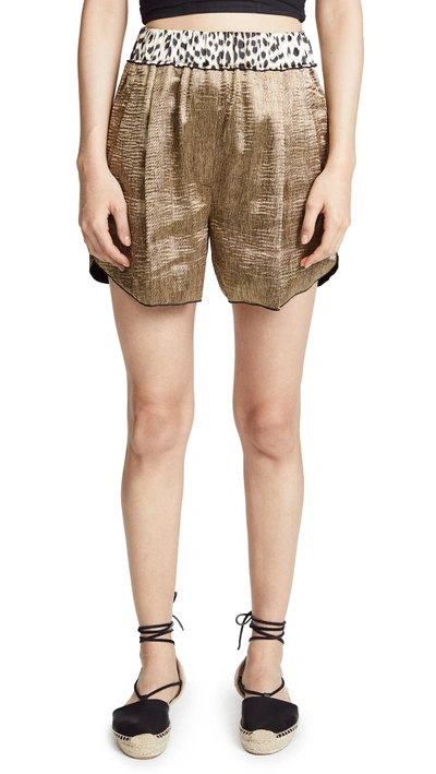 Shop Giada Forte Polished Diagonal Shorts In Oro