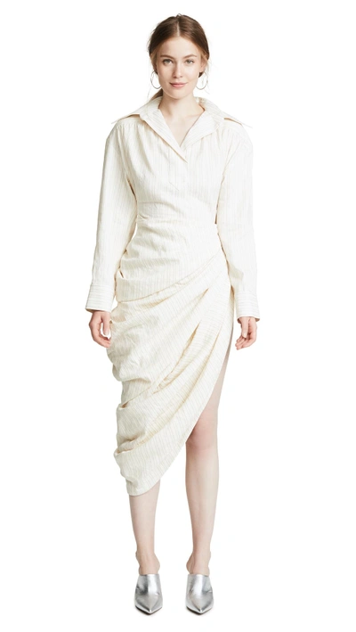 Shop Jacquemus Amadora Dress In Beige Stripe