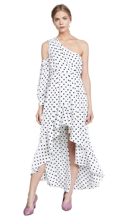 Shop Valencia & Vine Lulu Dress In White/black Polka Dot