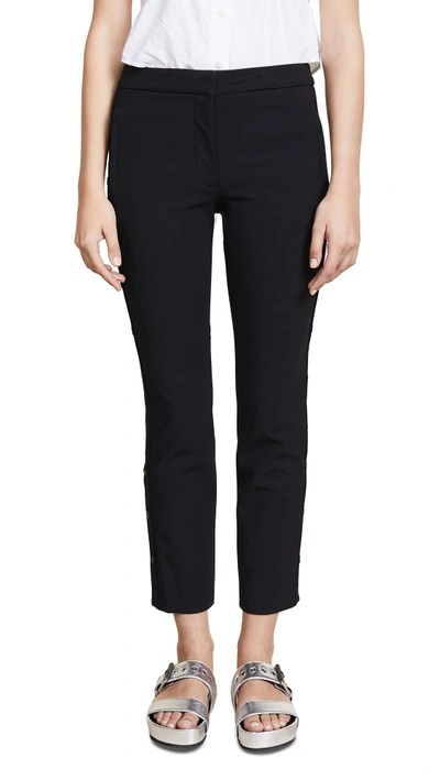 Shop Tibi Anson Stretch Cropped Snap Skinny Pants In Black