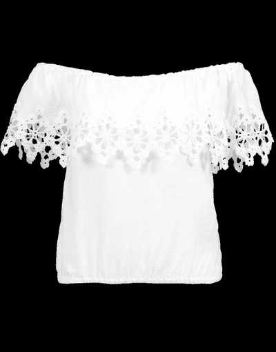 Shop Temptation Positano Off Shoulder Crochet Blouse In White